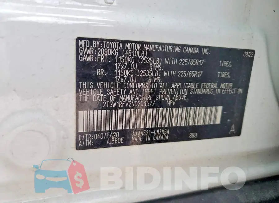 2T3W1RFV2NC201577 Photo# 12
