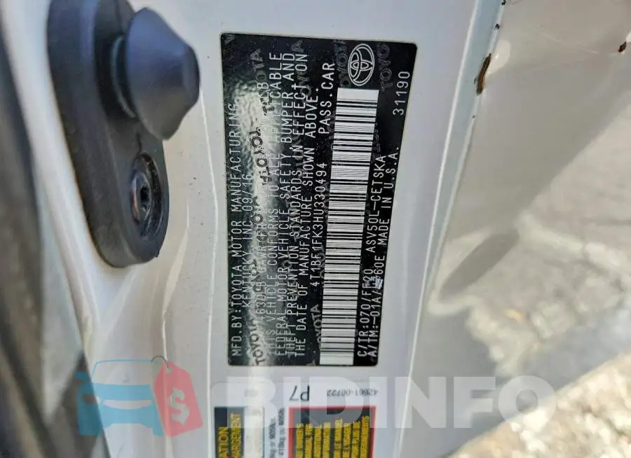 4T1BF1FK3HU330494 Photo# 12