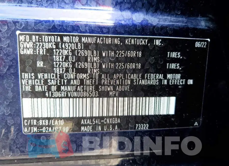 4T3D6RFV0NU086503 Photo# 14