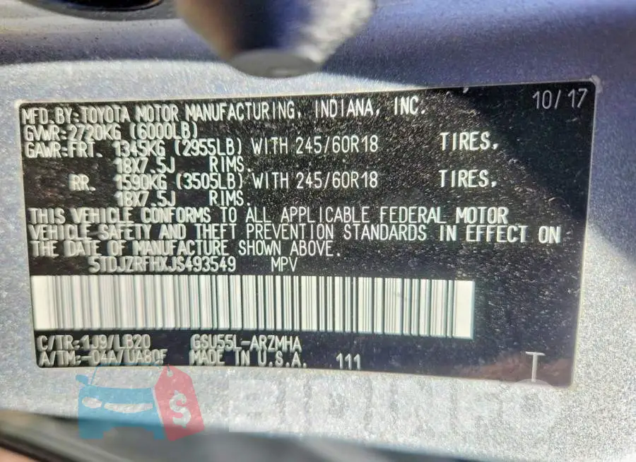 5TDJZRFHXJS493549 Photo# 13