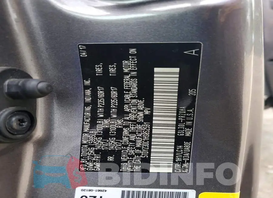 5TDYZ3DC1HS852591 Photo# 13