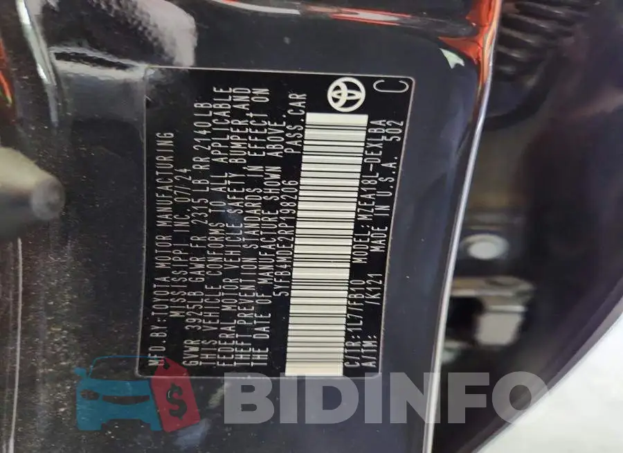 5YFB4MDE2RP198206 Photo# 12