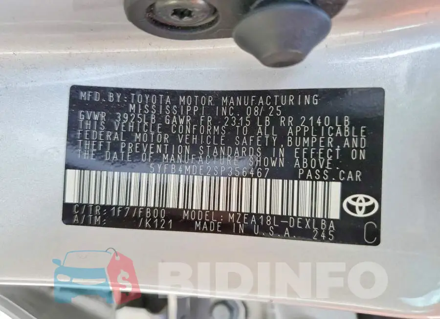 5YFB4MDE2SP356467 Photo# 12