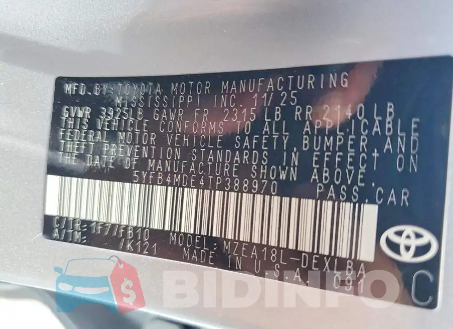 5YFB4MDE4TP388970 Photo# 12