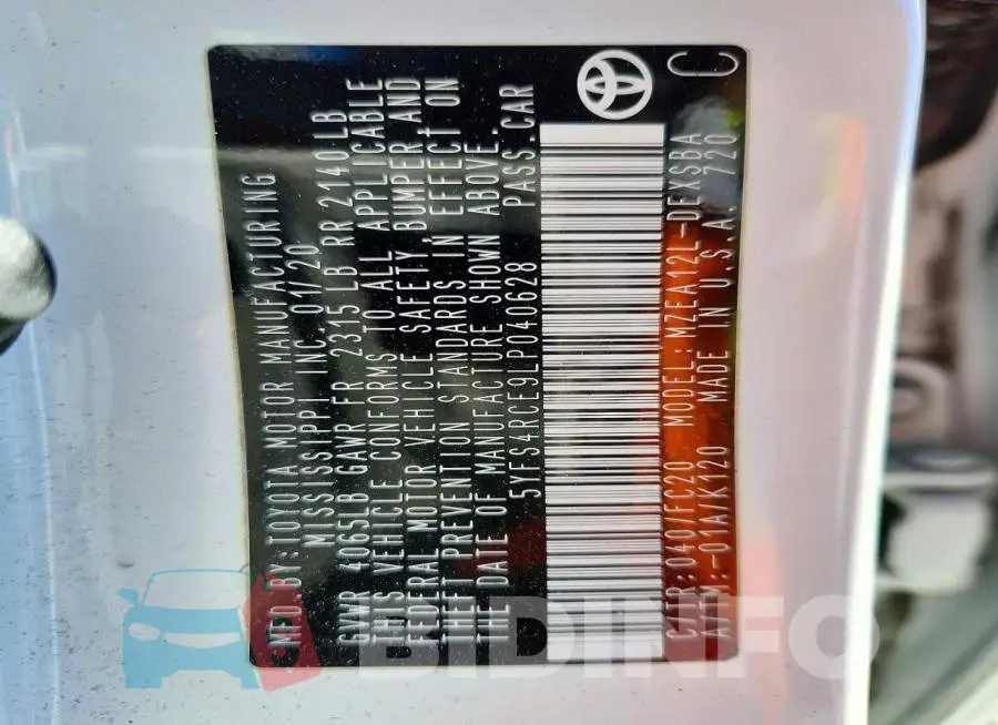 5YFS4RCE9LP040628 Photo# 12