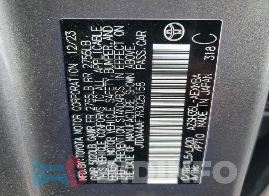 JTDAAAAF7R3025158 Photo# 13