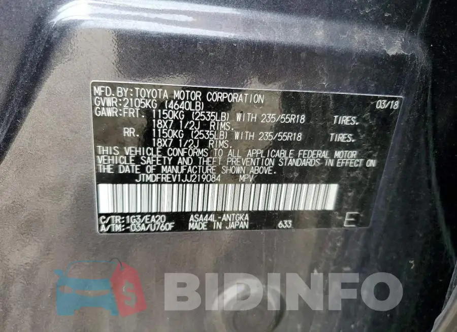 JTMDFREV1JJ219084 Photo# 13