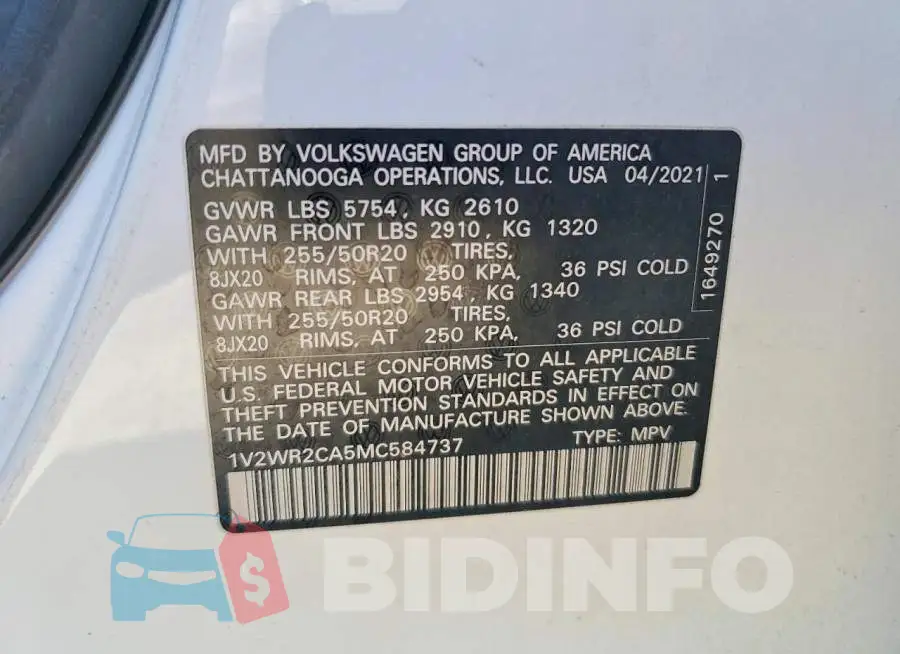 1V2WR2CA5MC584737 Photo# 14