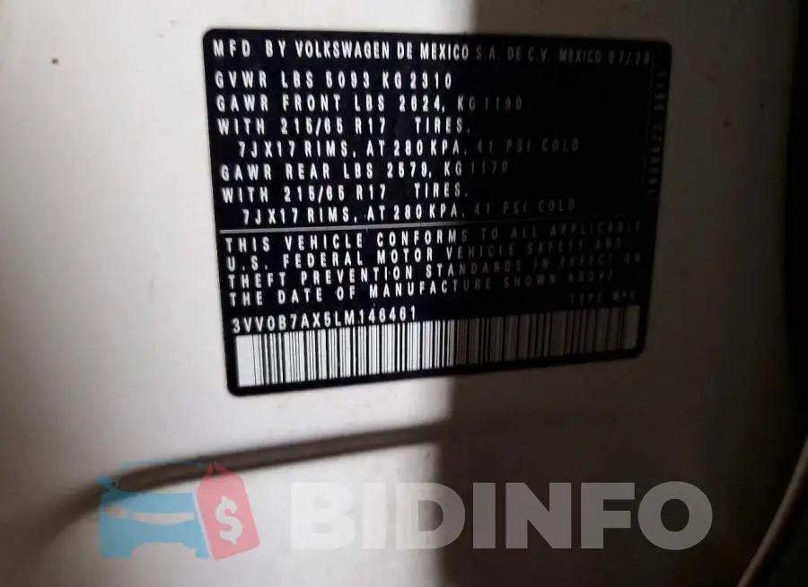 3VV0B7AX5LM146461 Photo# 13