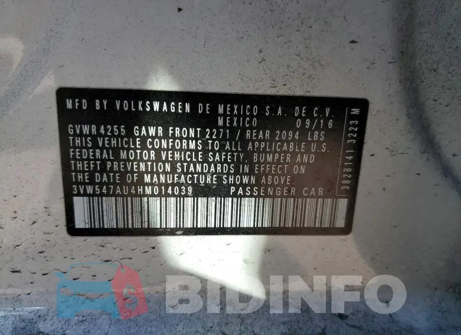 3VW547AU4HM014039 Photo# 12