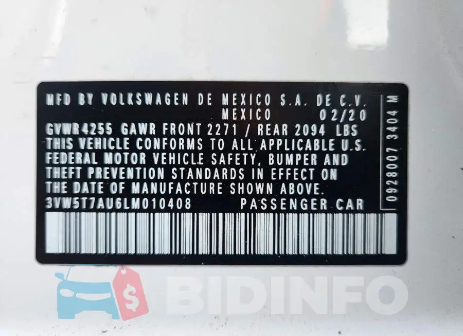 3VW5T7AU6LM010408 Photo# 12