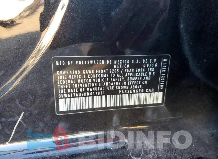 3VW5T7AU9HM017831 Photo# 12