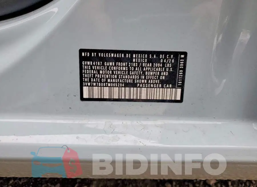 3VW7W7BU8TM065294 Photo# 12