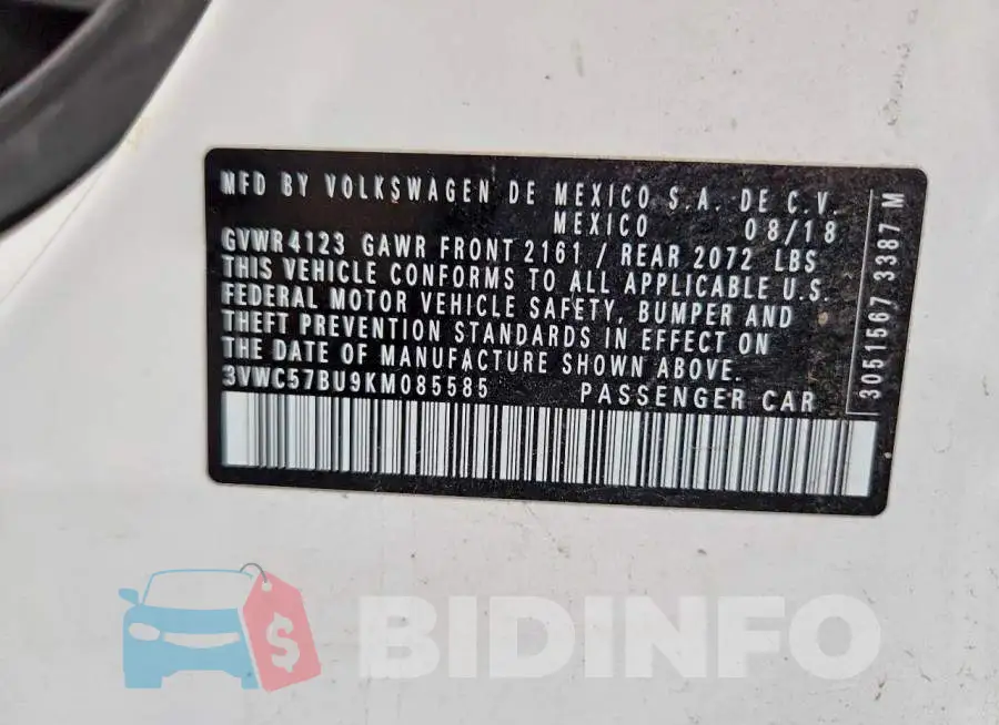 3VWC57BU9KM085585 Photo# 12