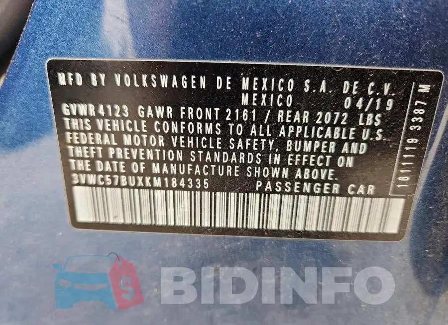 3VWC57BUXKM184335 Photo# 12