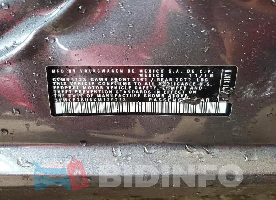 3VWCB7BU6KM129213 Photo# 12