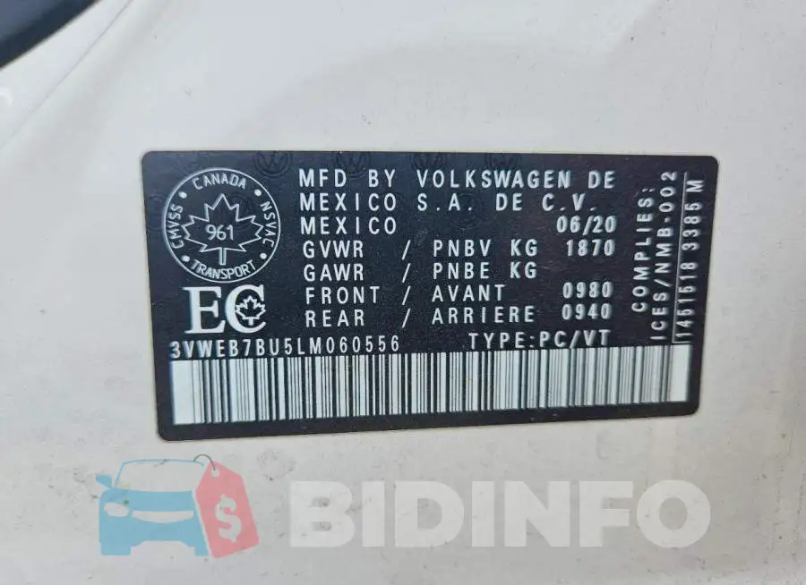 3VWEB7BU5LM060556 Photo# 12