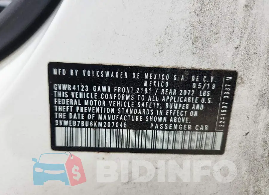 3VWEB7BU6KM207045 Photo# 12