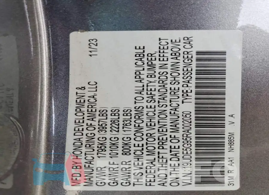 19UDE5G95RA002050 Photo# 12