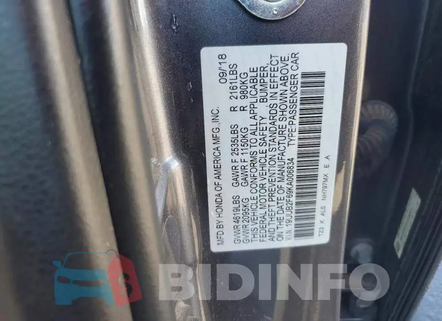 19UUB2F69KA006834 Photo# 12