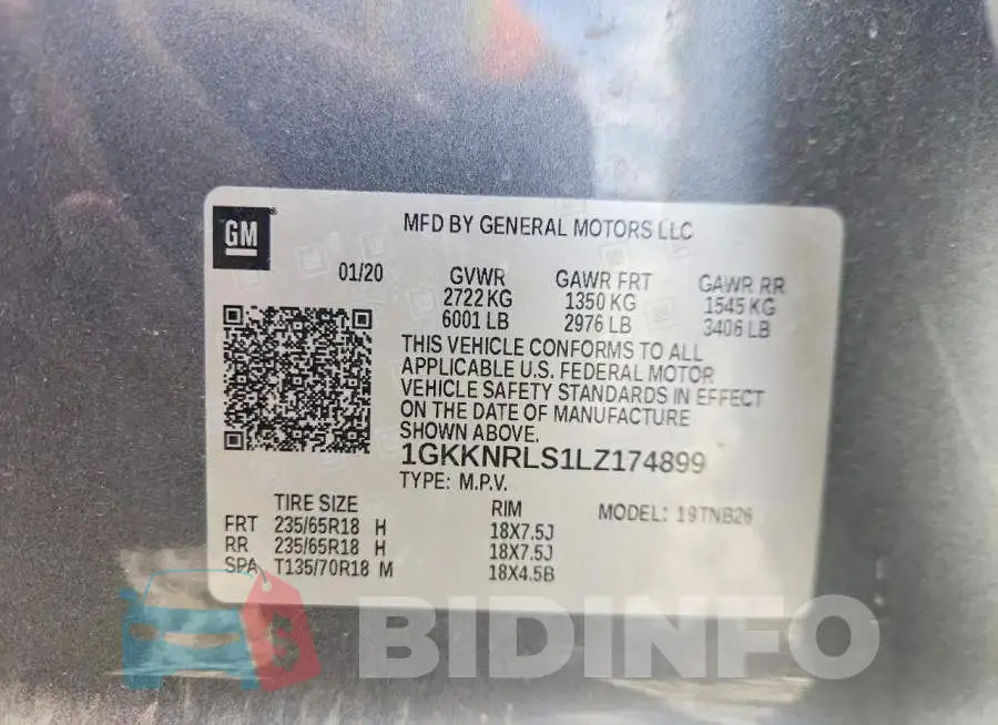 1GKKNRLS1LZ174899 Photo# 14