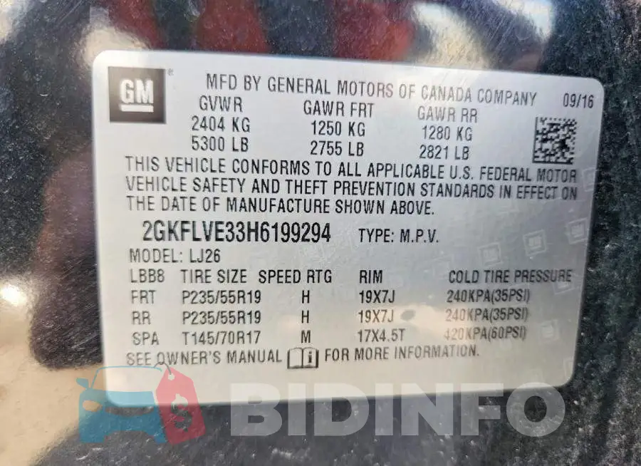 2GKFLVE33H6199294 Photo# 14