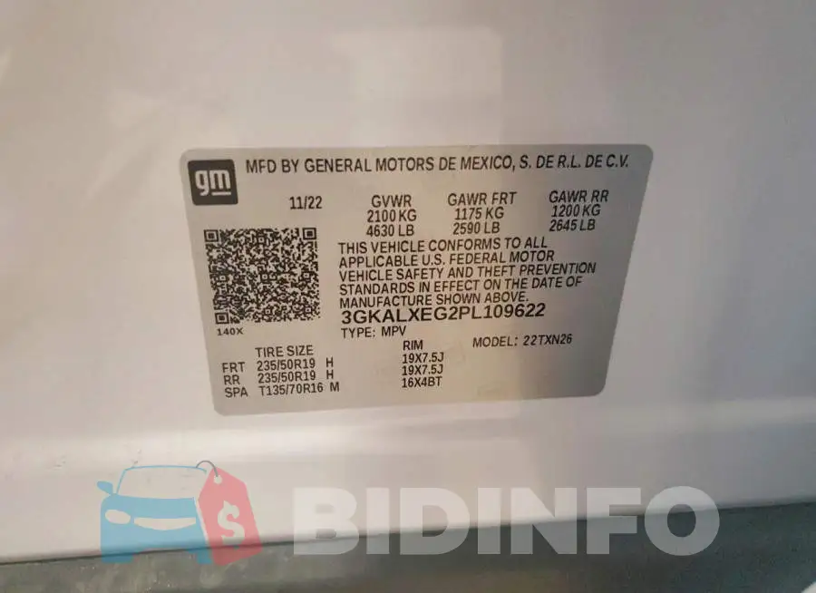 3GKALXEG2PL109622 Photo# 13