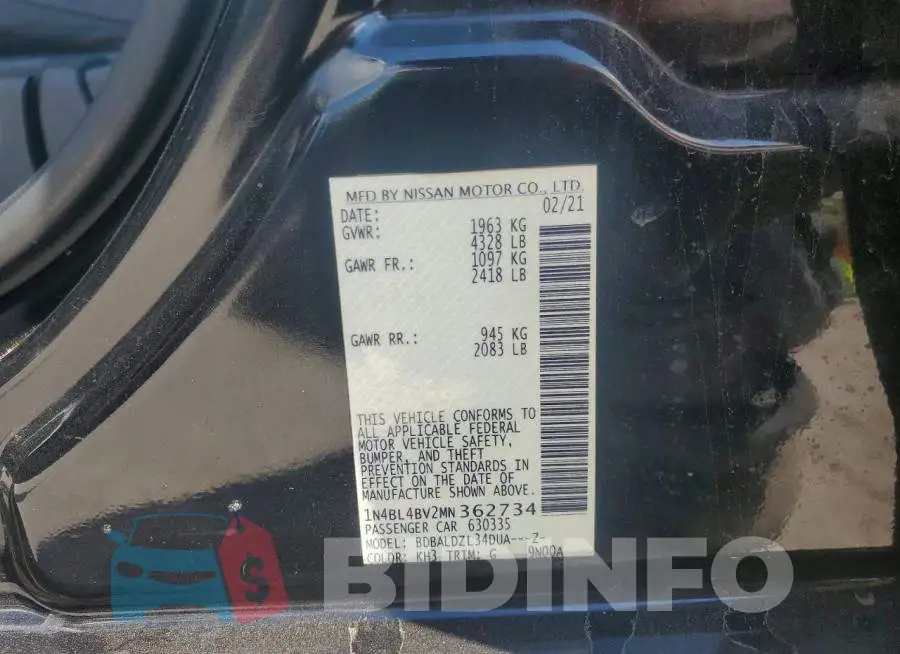 1N4BL4BV2MN362734 Photo# 13