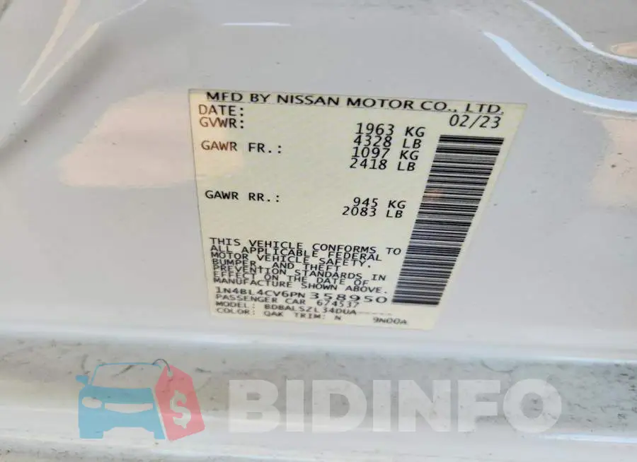 1N4BL4CV6PN358950 Photo# 13