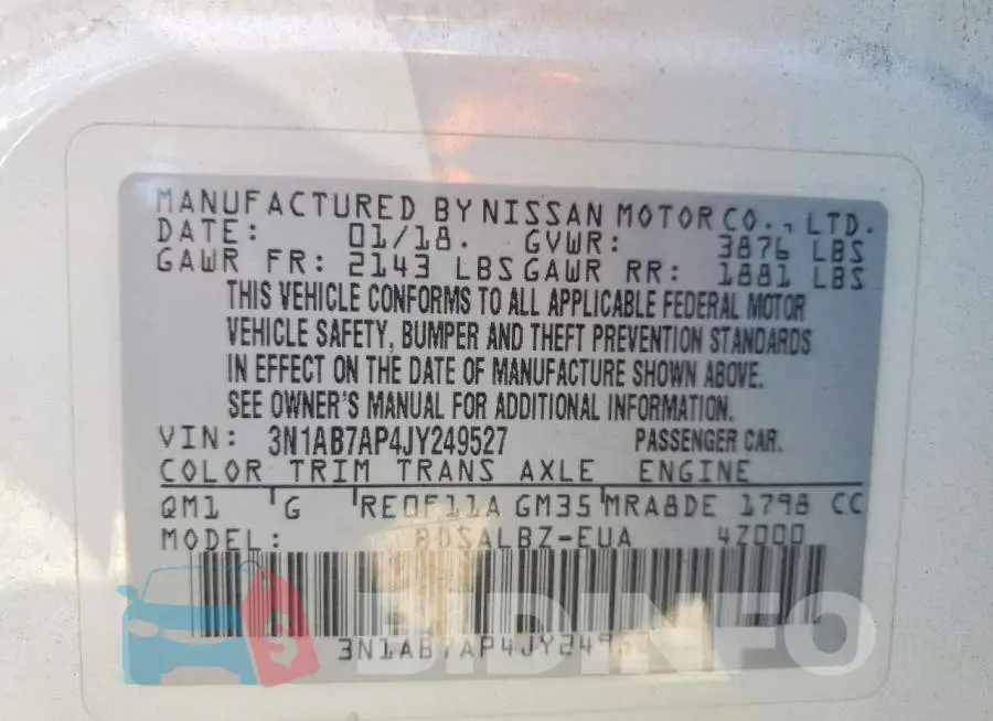 3N1AB7AP4JY249527 Photo# 13