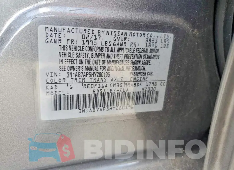 3N1AB7AP5HY280196 Photo# 12