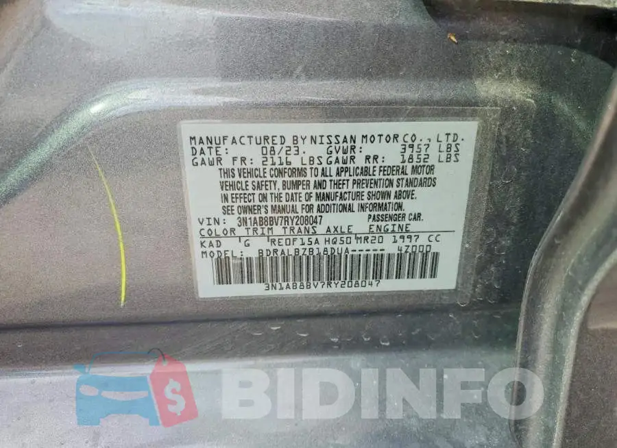 3N1AB8BV7RY208047 Photo# 12