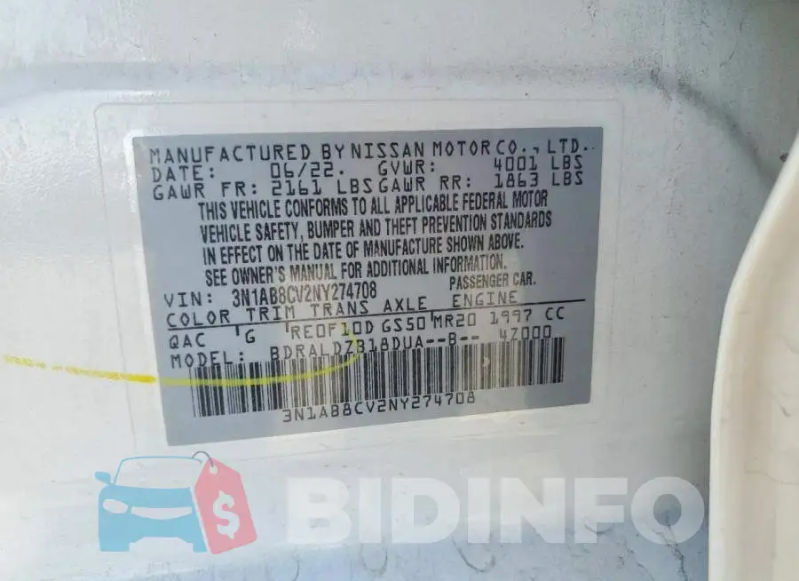 3N1AB8CV2NY274708 Photo# 12