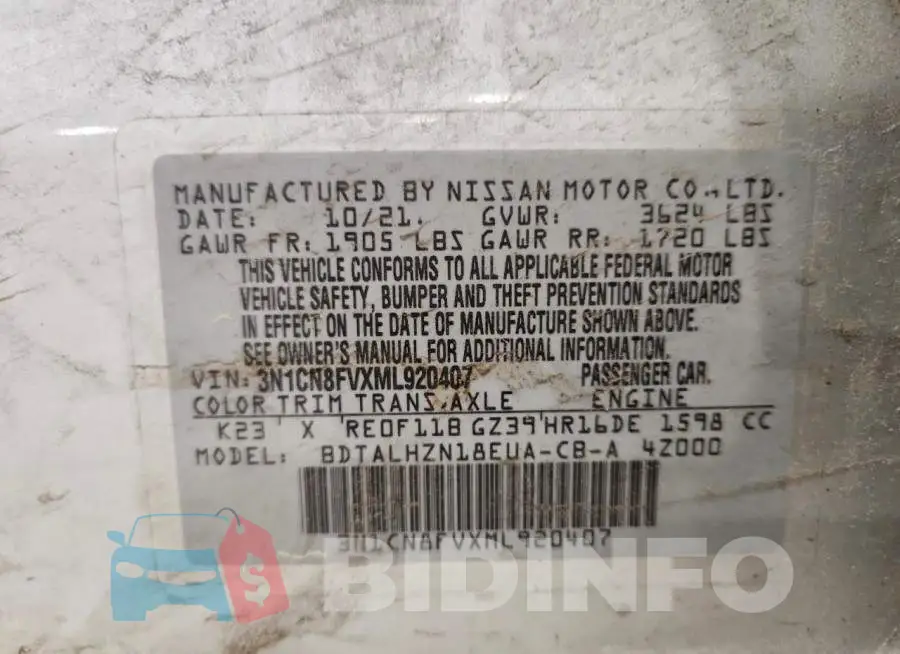 3N1CN8FVXML920407 Photo# 13
