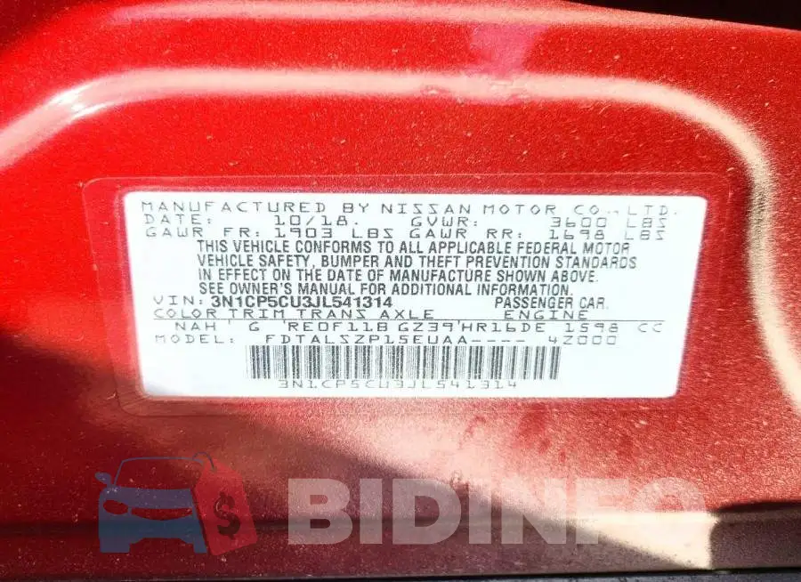 3N1CP5CU3JL541314 Photo# 14