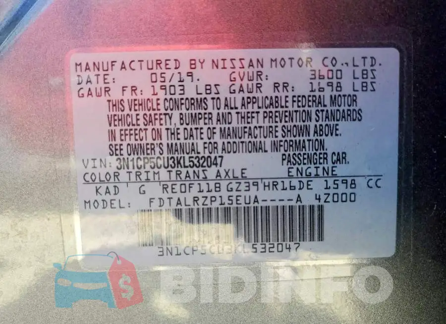 3N1CP5CU3KL532047 Photo# 12