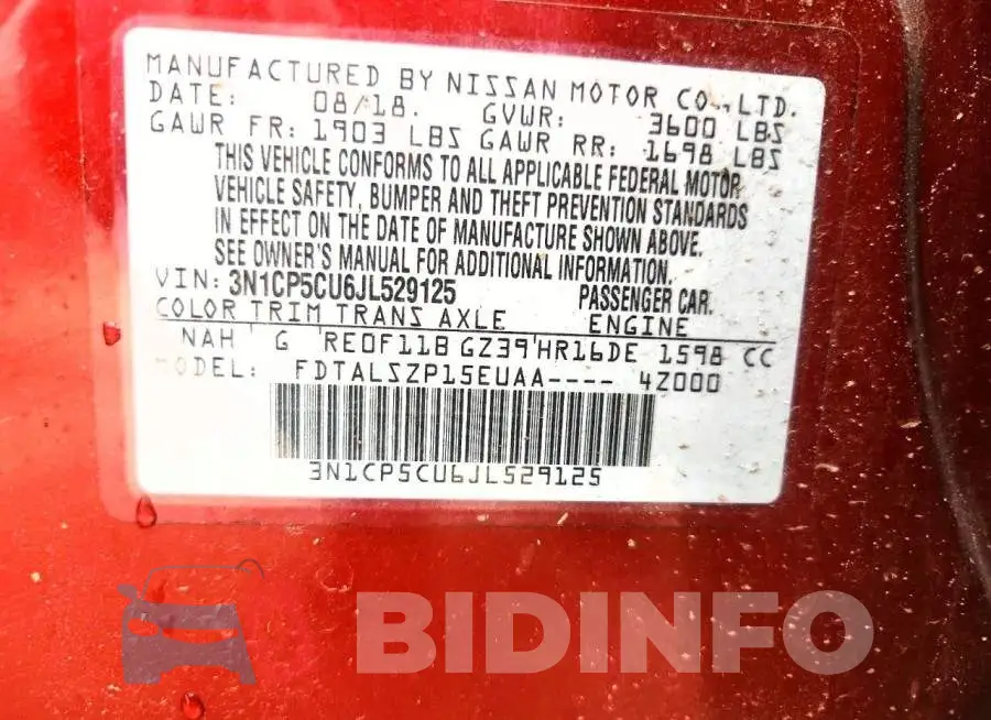 3N1CP5CU6JL529125 Photo# 13