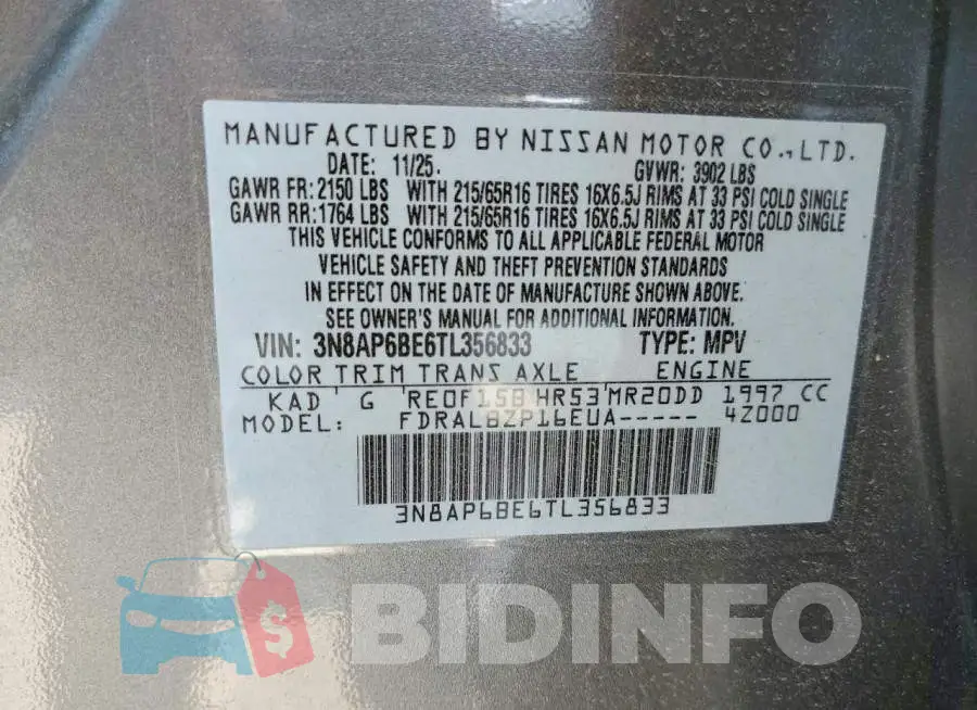 3N8AP6BE6TL356833 Photo# 14