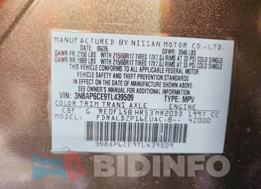 3N8AP6CE9TL439509 Photo# 14