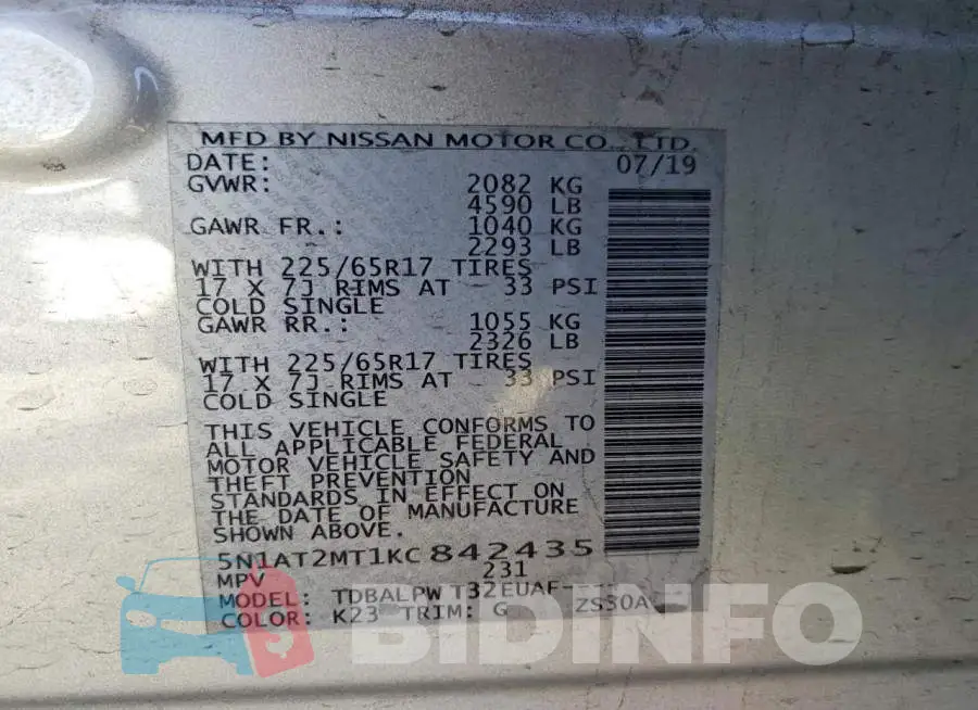 5N1AT2MT1KC842435 Photo# 14