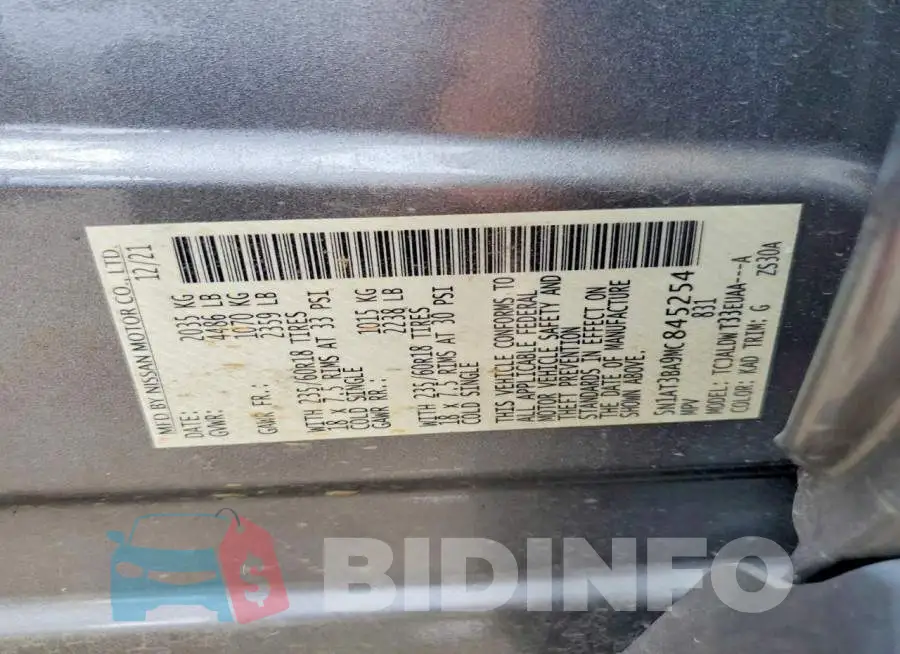 5N1AT3BA9MC845254 Photo# 13