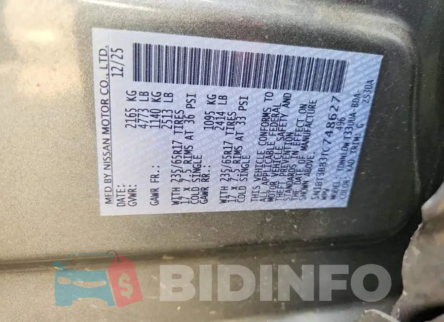 5N1BT3BB3TC748627 Photo# 12