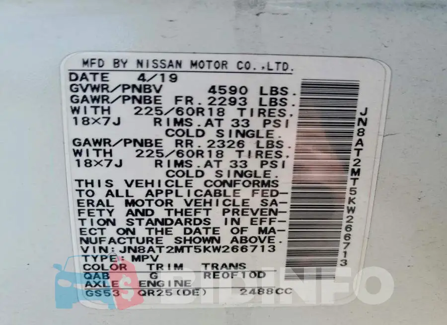 JN8AT2MT5KW266713 Photo# 13