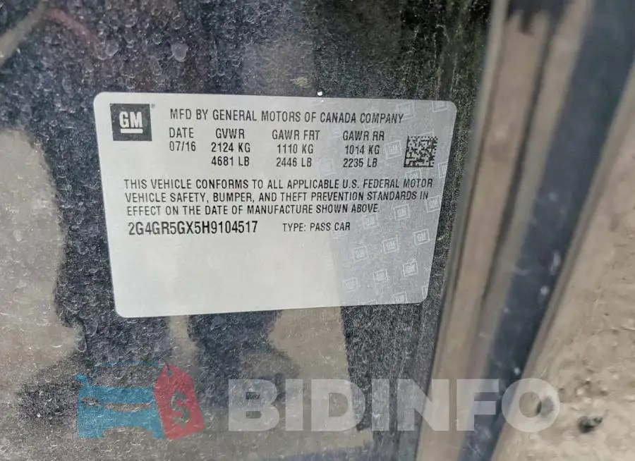 2G4GR5GX5H9104517 Photo# 12