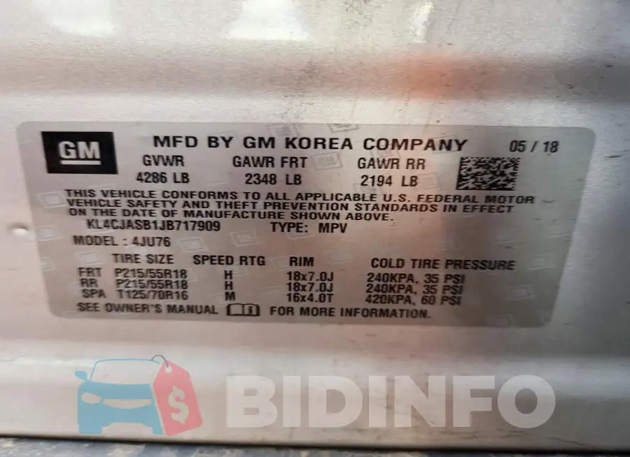 KL4CJASB1JB717909 Photo# 14