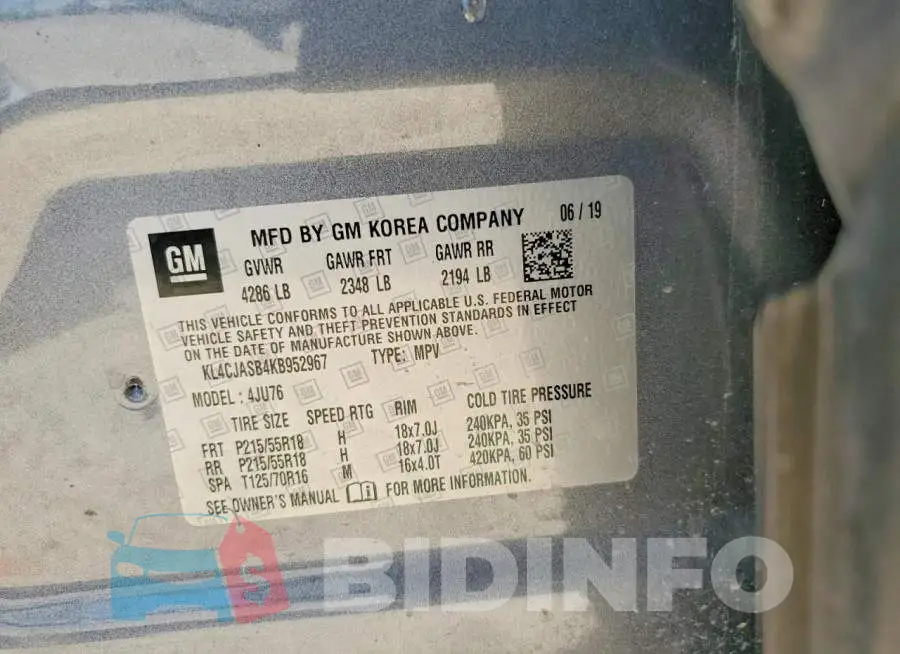 KL4CJASB4KB952967 Photo# 12