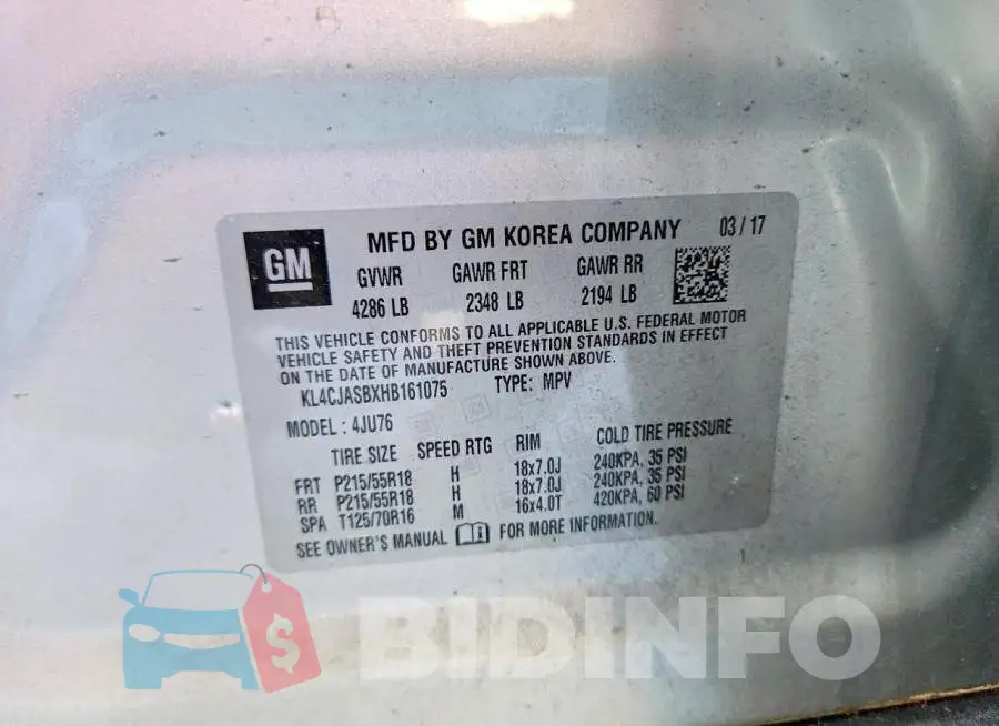 KL4CJASBXHB161075 Photo# 12