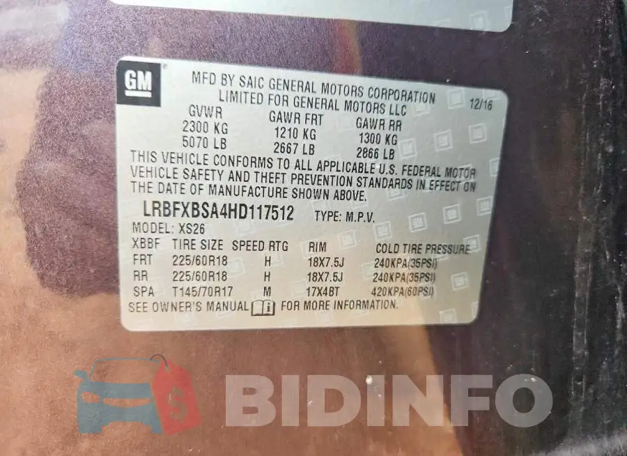 LRBFXBSA4HD117512 Photo# 13