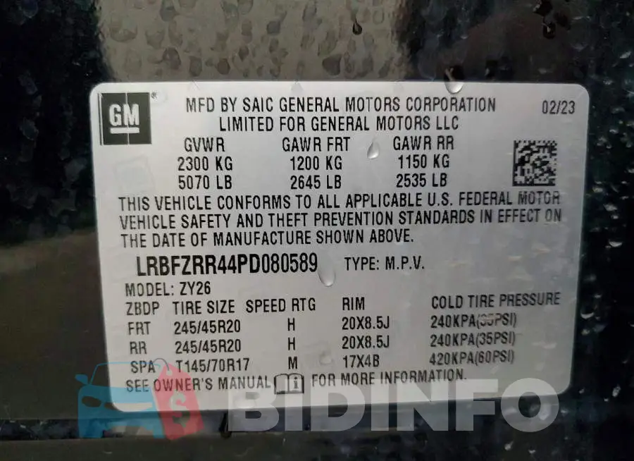 LRBFZRR44PD080589 Photo# 14