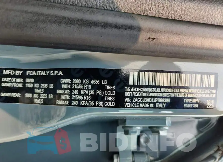 ZACCJBAB1JPH89308 Photo# 13